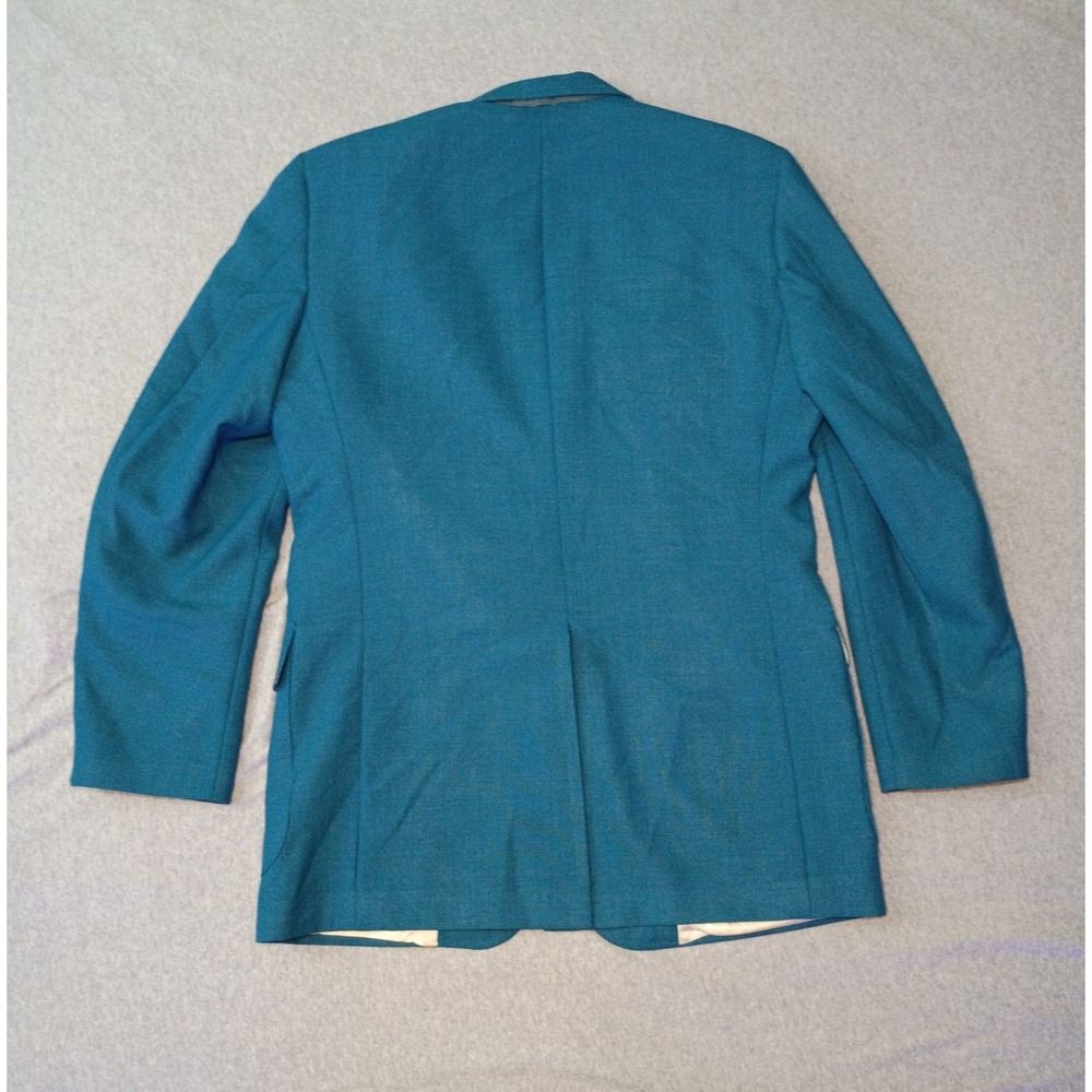 Michael Sterns Vintage Mens Teal Blue Blazer Gold Crest Buttons Made in USA - Picture 4 of 13
